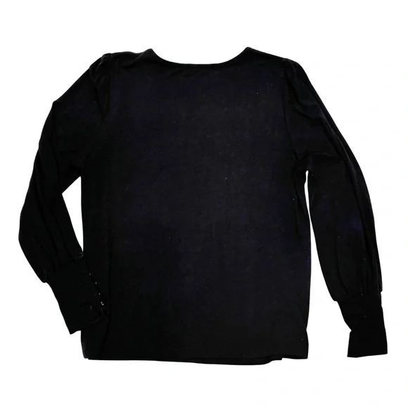 Pink Clover Black Jersey Knit Blouse Size S | Puff Sleeve Top - Picture 2 of 7